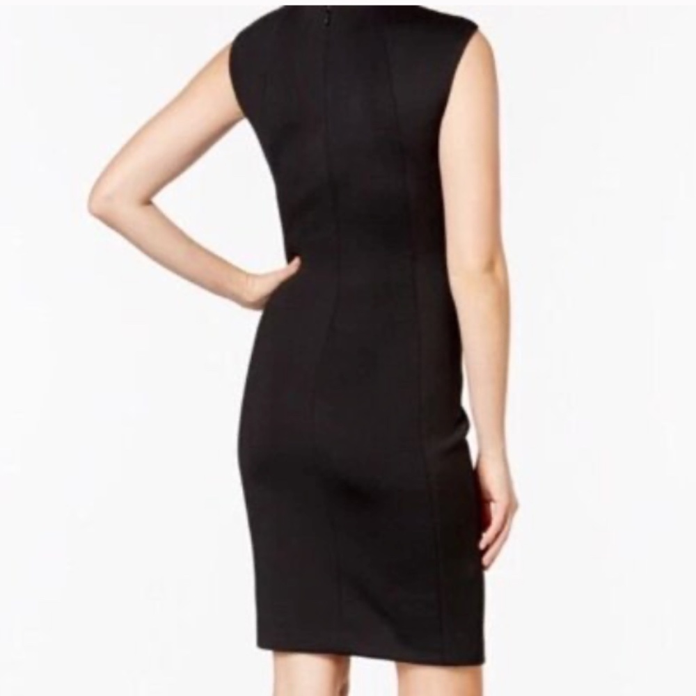 Calvin Klein Scuba Sheath Dress - Black w/Python Print Front Panel Size 2 - Picture 3 of 11